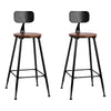 Set of 2 Artiss Bar Stools Pinewood Metal - Black and Wood