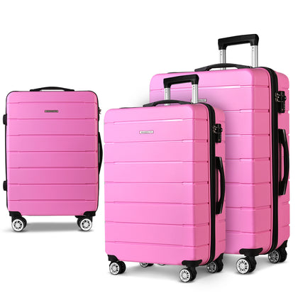 Wanderlite 3PC Luggage Suitcase Trolley - Pink