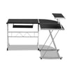 Artiss Corner Metal Pull Out Table Desk - Black