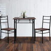 Artiss Metal Table and Chairs - Walnut & Black