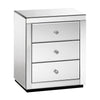 Artiss Mirrored Bedside Table Drawers Furniture Mirror Glass Presia Silver