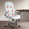 Artiss 8 Point Massage Office Chair PU Leather White