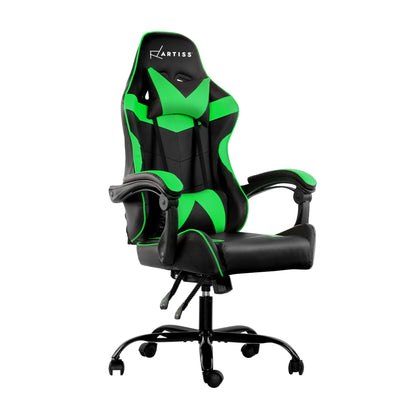 Artiss Office Chair Gaming Chair Computer Chairs Recliner PU Leather Seat Armrest Black Green