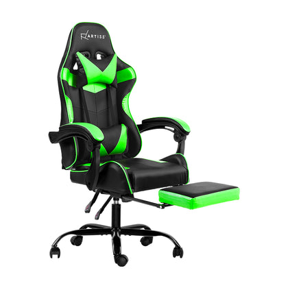 Artiss Office Chair Gaming Chair Computer Chairs Recliner PU Leather Seat Armrest Footrest Black Green