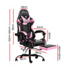 Artiss Office Chair Gaming Chair Computer Chairs Recliner PU Leather Seat Armrest Footrest Black Pink