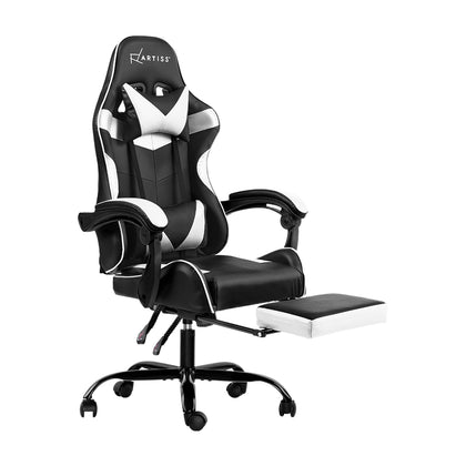 Artiss Gaming Office Chairs Computer Seating Racing Recliner Footrest Black White