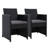 Set of 2 Outdoor Dining Chairs Wicker Chair Patio Garden Furniture Setting Lounge Cafe Cushion Bistro Set Gardeon Black