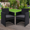 Set of 2 Outdoor Dining Chairs Wicker Chair Patio Garden Furniture Setting Lounge Cafe Cushion Bistro Set Gardeon Black