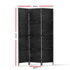 Artiss 3 Panel Room Divider Privacy Screen Rattan Woven Wood Stand Black