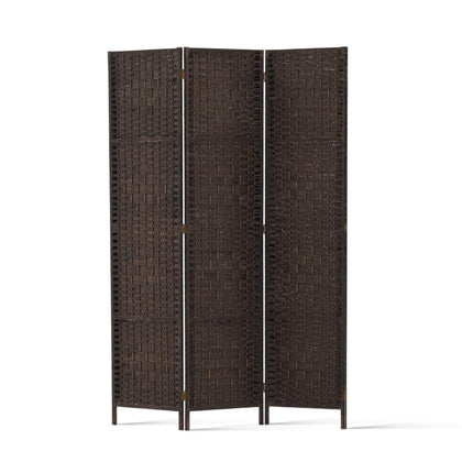 Artiss 3 Panel Room Divider Privacy Screen Rattan Woven Wood Stand Brown