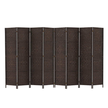 Artiss Room Divider 8 Panel Dividers Privacy Screen Rattan Wooden Stand Brown