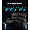 Artiss Recliner Chair 2-Seater Premium Leather Double Lounge Sofa Couch Black