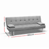 Artiss 3 Seater Fabric Sofa Bed - Grey