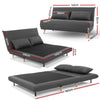 Sofa Bed Lounge Adjustable Seater Futon Couch Linen Fabric Wood Legs Dark Grey