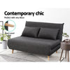 Sofa Bed Lounge Adjustable Seater Futon Couch Linen Fabric Wood Legs Dark Grey