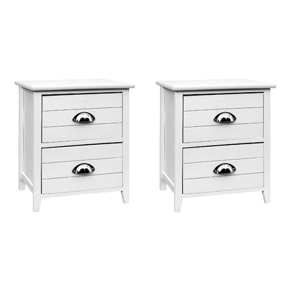 Artiss 2x Bedside Table Nightstands 2 Drawers Storage Cabinet Bedroom Side White