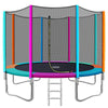 12FT Trampoline Round Trampolines Kids Safety Net Enclosure Pad Outdoor Gift Multi-coloured