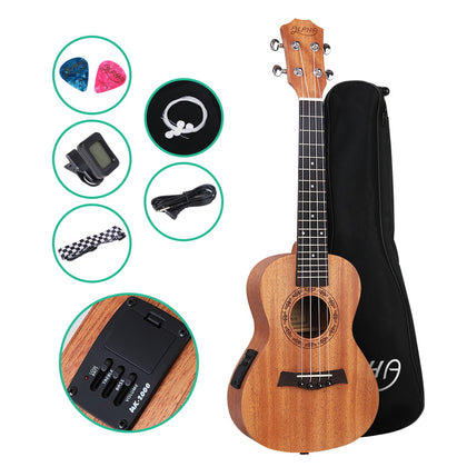 ALPHA 23 Inch Concert Ukulele Electric Mahogany Ukeleles Uke Hawaii Guitar with EQ