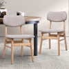 Artiss Set of 2 Dining Chairs Retro Replica Kitchen Cafe Wood Chair Fabric Pad Beige