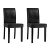 Artiss Set of 2 Dining Chairs PU Leather Padded High Back Wood Cafe Kitchen Black