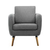 Artiss Lounge Chair Armchair with Ottoman Tub Accent Sofa Linen Fabric Grey