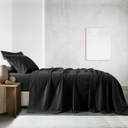 Royal Comfort Vintage Washed 100% Cotton Sheet Set Fitted Flat Sheet Pillowcases - King - Charcoal