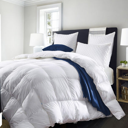 Royal Comfort Quilt 50% Duck Down 50% Duck Feather 233TC Cotton Pure Soft Duvet - Queen - White