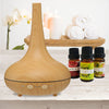 Essential Oil Diffuser Ultrasonic Humidifier Aromatherapy LED Light 200ML 3 Oils - Light Wood Grain