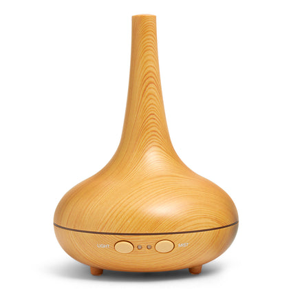 Essential Oil Diffuser Ultrasonic Humidifier Aromatherapy LED Light 200ML 3 Oils - Light Wood Grain