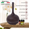 Milano Supreme Ultrasonic 400ml Aromatherapy Humidifier Diffuser LED with 3 Oils - Dark Wood