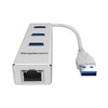 Simplecom CHN410 Aluminium 3 Port USB 3.0 HUB with Gigabit Ethernet Adapter 1000Mbps Silver