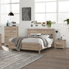 Alice 3 Pieces Bedroom Suite Natural Wood Like MDF Structure Queen Size Oak Colour Bed, Bedside Table