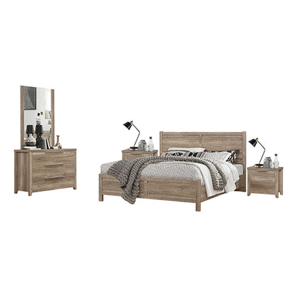 Alice 4 Pieces Bedroom Suite Natural Wood Like MDF Structure King Size Oak Colour Bed, Bedside Table & Dresser