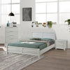 Alice 4 Pieces Bedroom Suite Natural Wood Like MDF Structure Queen Size White Ash Colour Bed, Bedside Table & Tallboy