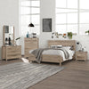 Alice 5 Pieces Bedroom Suite Natural Wood Like MDF Structure Double Size Oak Colour Bed, Bedside Table, Tallboy & Dresser