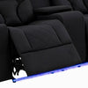 Electric Recliner Stylish Rhino Fabric Black Couch 2 Seater Lounge with LED Features