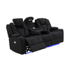 Electric Recliner Stylish Rhino Fabric Black Couch 3 Seater Lounge with LED Features