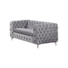 3+2 Seater Sofa Classic Button Tufted Lounge in Grey Velvet Fabric with Metal Legs