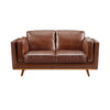 3+2Seater Sofa Brown Leather Lounge Set for Living Room Couch with Wooden Frame