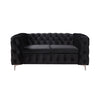 2 Seater Sofa Classic Button Tufted Lounge in Black Velvet Fabric with Metal Legs