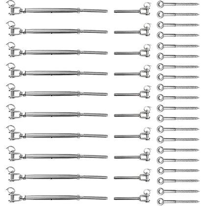 Stainless Steel Wire Rope DIY Balustrade Kit Jaw/Swage Fork Turnbuckle - 10 pack