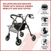 Rollator Walker Walking Frame With Wheels Zimmer Mobility Aids Seat Coffee
