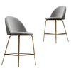 Adie Grey Velvet Barstool Set of Two