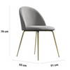 Adie Grey Velvet Dining Chair with Gold Legs Set of 2