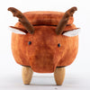 Wilson Orange Brown Deer Ottoman Storage with Wooden Footrest