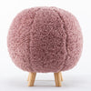 Pink Fleece Ball Stool with Natural Wooden Legs