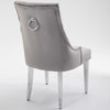 Little Lady Grey Bar Stool Quilted Velvet with a Silver-toned Ring Knocker