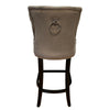 Little Lady Grey Bar Stool Quilted Velvet with a Silver-toned Ring Knocker