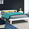 Artiss Queen Size Wooden Bed Frame Mattress Base Timber Platform White LEXI