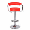 2X Red Bar Stools Faux Leather High Back Adjustable Crome Base Gas Lift Swivel Chairs